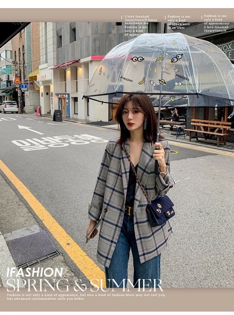 Women Winter Autumn Plaid Suit Jacket Female Coat Fashion Clothing Slim Blazer