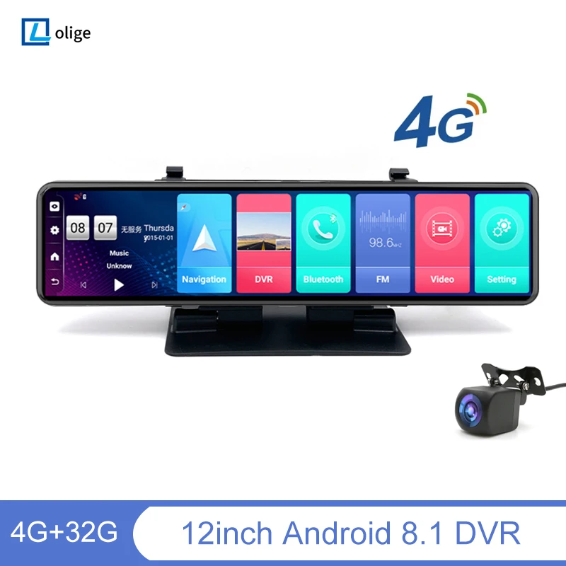

Автомобильное зеркало заднего вида, 12 дюймов, 4G, Android 8,1, 4 Гб + 32 ГБ