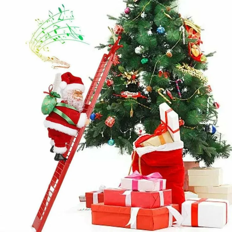 

Christmas Santa Claus Electric Climb Ladder Christmas Doll Kids Gifts Hanging Decoration Christmas Tree Ornaments
