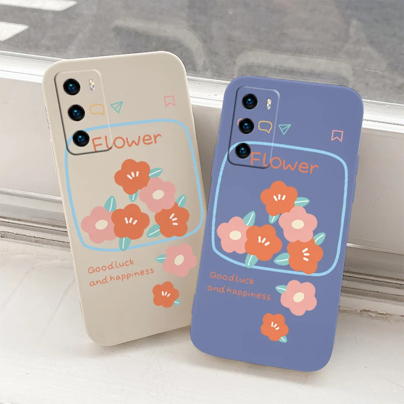 

Pink Flower Silicone Case For Huawei P40 P50 P30 P20 Pro Lite Mate 40 30 20 Pro Lite Nova 5t Y7A Shockproof Soft Phone Cover