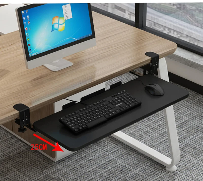 Деревянный лоток для клавиатуры с раздвижным рельсовым держателем ящик хранения