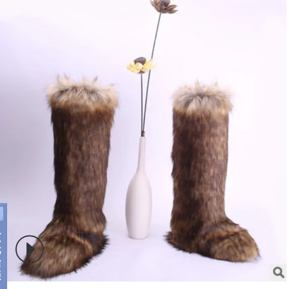 over the knee brown SWONCO/зимние сапоги; женская обувь с искусственным лисьим мехом; зимние теплые ботфорты выше колена для женщин; Новинка года; модные женские сапоги - Цвет: over the knee brown
