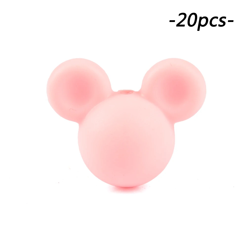 rose quartz LOFCA 20 штук силиконовые бусины Микки Силиконовые Детские Прорезыватели для зубов мультфильм Жевательная оральная зубная соска клип ожерелье Новорожденные игрушки - Цвет: rose quartz