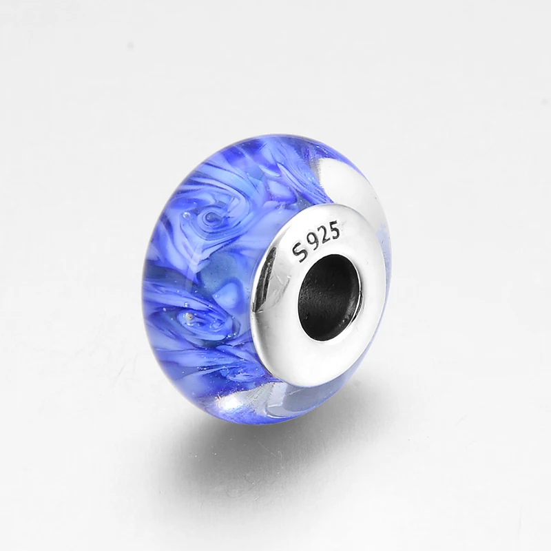 Роскошное ожерелье из стерлингового серебра 925 пробы с голубым вихревым рисунком