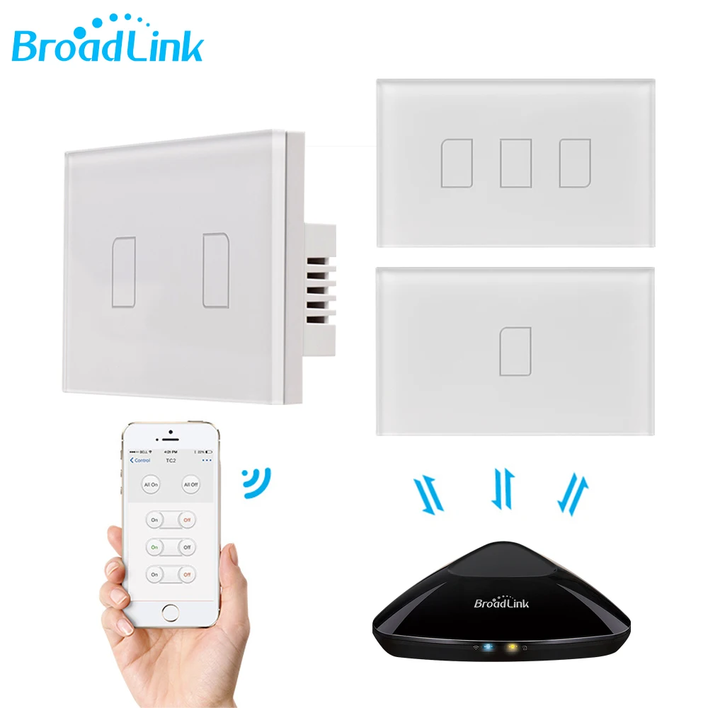 Broadlink TC2 1/2/3 Gang соединение настенный сенсорный выключатель Панель светильник