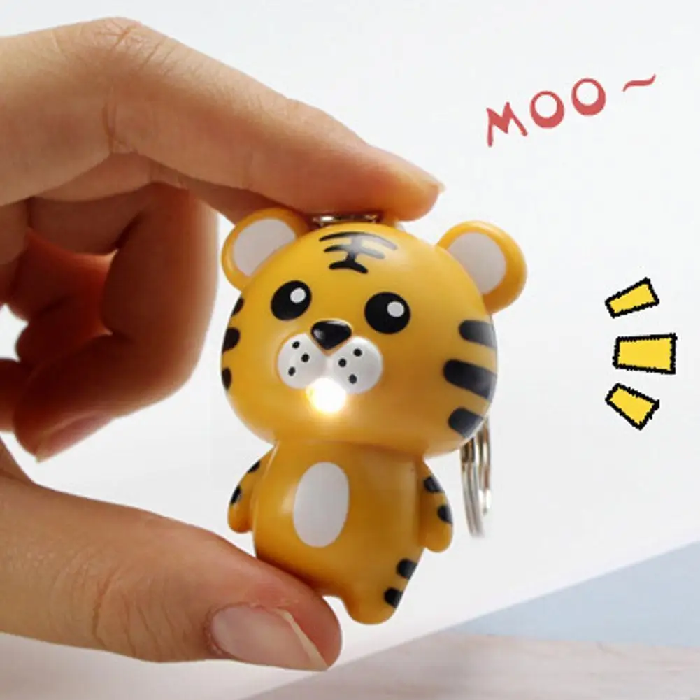 

Cartoon Little Tiger Chain Led Luminous Sound Lovely Tiger Chain Ring Charm Bag Car Pendant Ring For Women Men J6c7