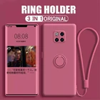 Чехол для телефона LOVECOM из жидкого силикона для Xiaomi Redmi Note 10 Pro 9 Pro 10S 9S POCO X3 NFC 10T Pro 11, мягкий чехол с кольцом-держателем и ремешком