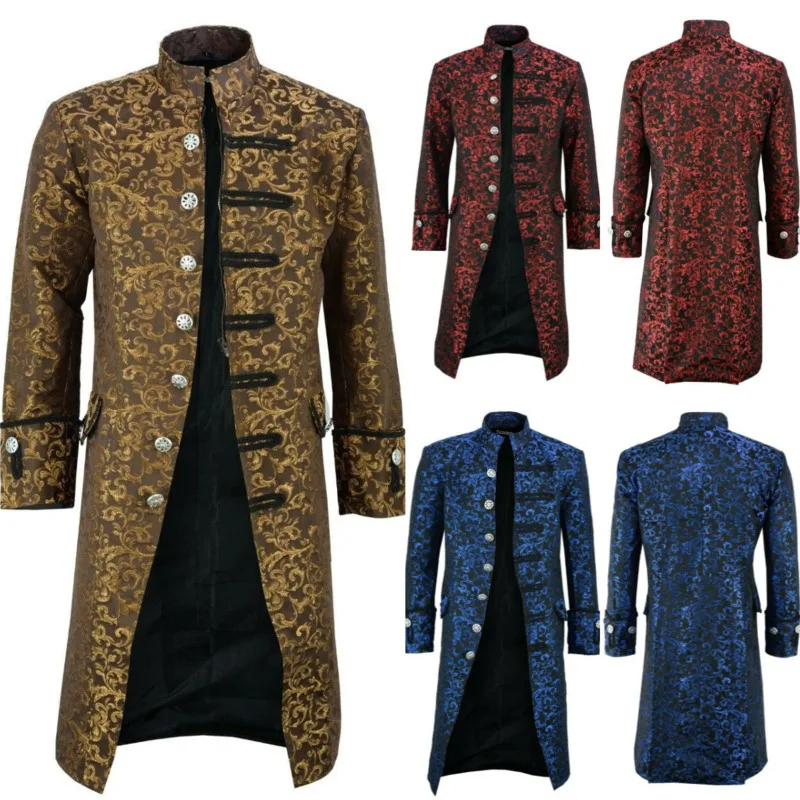 

European Medieval Knight Cosplay Warlord Jackets Men Noble Prince Coats Palace Party Stage DJ Singer Nightclub Steampunk Costume