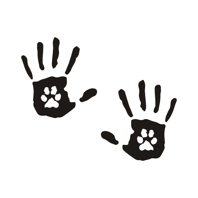 

Creative Car Stickers 2X Hand Print with Paw Print Dog Car Motorcycles 3D Sticker Reflective Waterproof Custom Decal 15cm*16cm