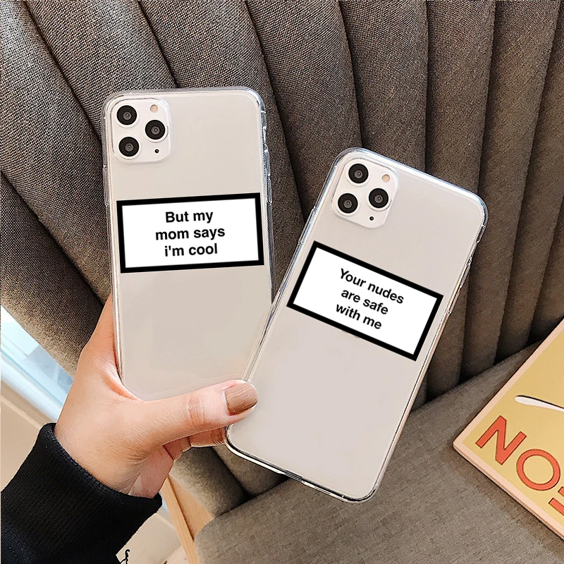 

Fashion Funny Letters Phone Cover For iPhone 11 12 13 Pro Max X XR XSMax 6 6S 7 8 Plus 12 13Mini SE Clear Soft Silicone TPU Case