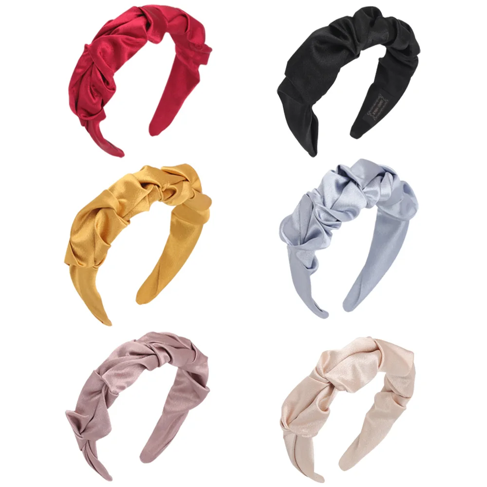 Плиссированная тканевая повязка на голову в Корейском стиле Простая однотонная