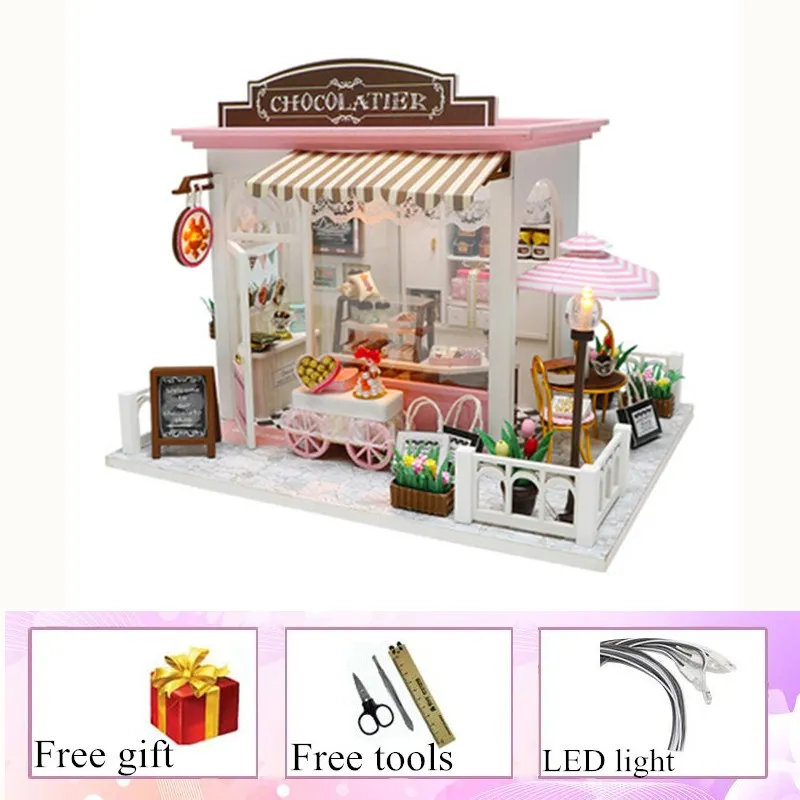doll house Очень милый DIY подарок фантастические идеи какао для детей и взрослых миниатюрный деревянный кукольный дом модель строительный кукольный домик игрушки HD003 - Цвет: doll house
