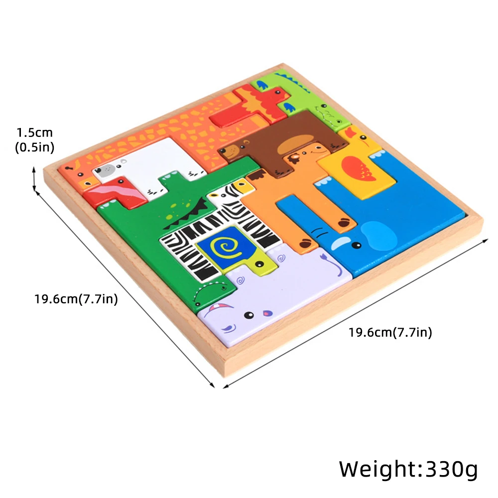 

1pcs Woodern Animal Building Blocks Children Early Eductional Kids Early Learning Montessori Toy Colorful Wood Educational Toy