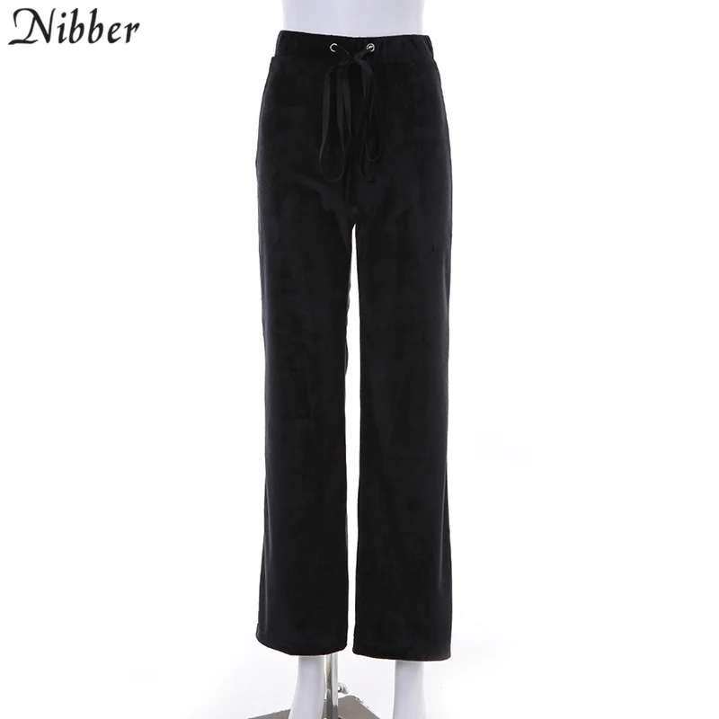 Nibber, высокая уличная мода, повседневные, одноцветные, широкие, брюки, для женщин,, Осенние, модные, для офиса, для девушек, свободный низ, тонкие, мягкие, брюки, femme mujer
