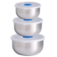 3 pcs mixing bowlstainless steel non slip serving bowlsstackable salad bowlswith airtight lidsfor kitchen mixingetc