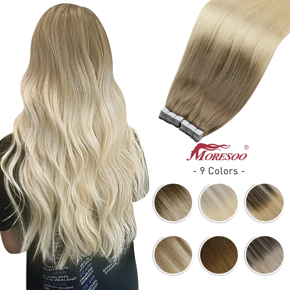 

Moresoo 24-дюймовая лента для наращивания волос, человеческие волосы, балаяж, натуральные неповрежденные волосы 10 шт. 25 г, бесшовные Невидимые пр...
