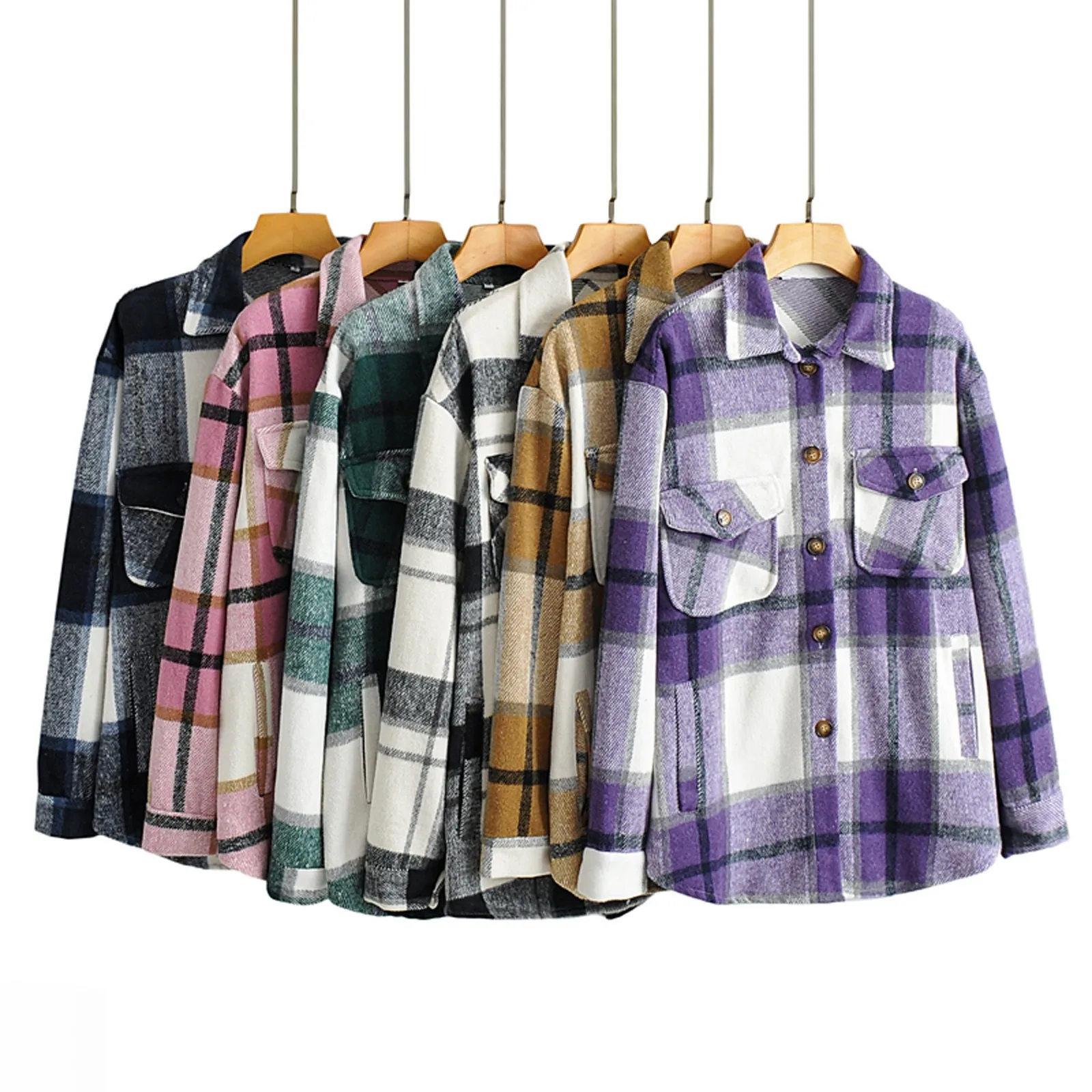 

Женская клетчатая куртка, модные зимние плюшевые теплые толстые шерстяные куртки на пуговицах с принтом в красную клетку, Женское пальто, к...