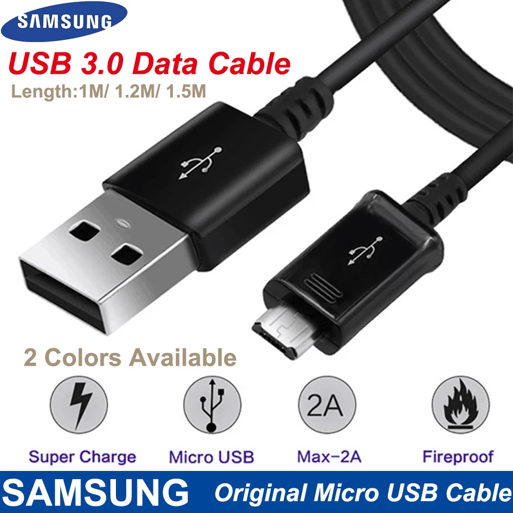 

Original Samsung Fast Charger Micro USB Cable 1/1.2/1.5M 2A Data Line For Galaxy S6 S7 Edge Note 4 5 J4 J6 J5 A3 A7 A5(2016)