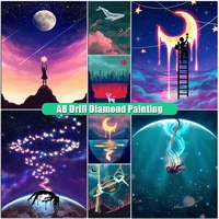 new 5d ab diamond painting sky moon cross stitch planet diy full squareround daimont embroidery animals mosaic home decoration