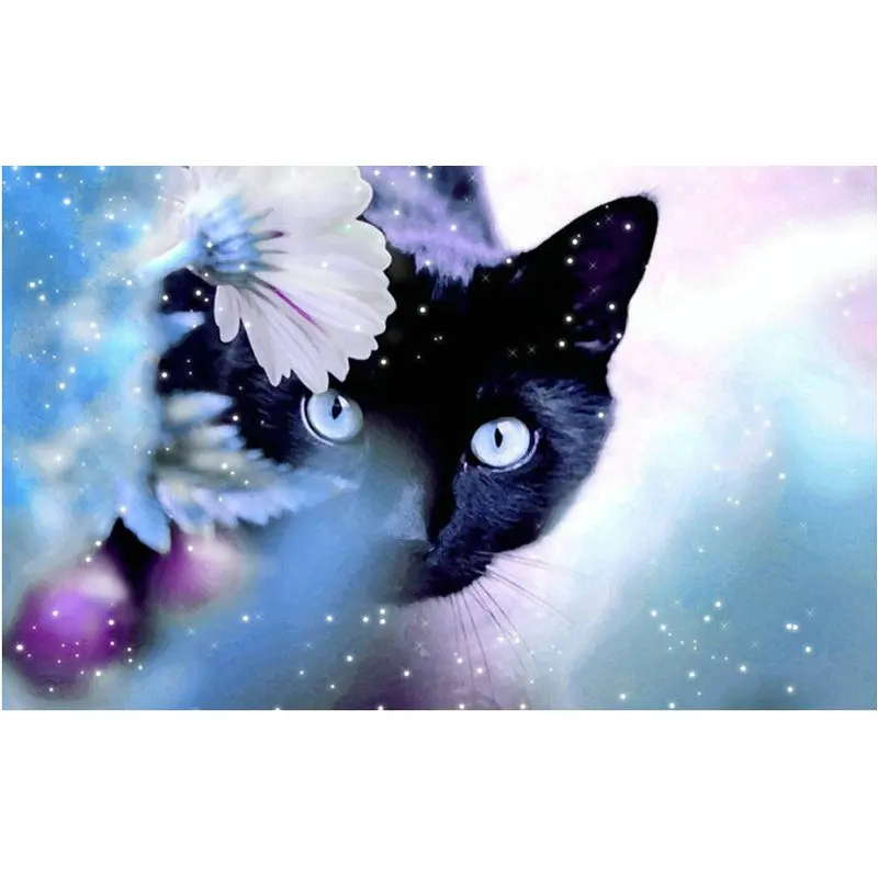 

5D Diamond Painting cross stitch Cat and flower DIY Diamond Mosaic Embroidery Home Decor Rhinestones Handicraft