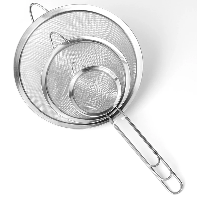 

Stainless Steel Wire Fine Mesh Liquid Oil Strainer Flour Colander Sieve Sifter Pastry Baking Tools Kitchen Accessories Tea Sauce