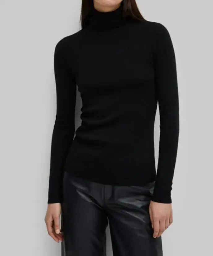 Wool Navais top Sweater Turtleneck Big Stretch Jumper Jersey Fashion Woman Black Beige Sold Color Knitwear 2022 | Женская одежда