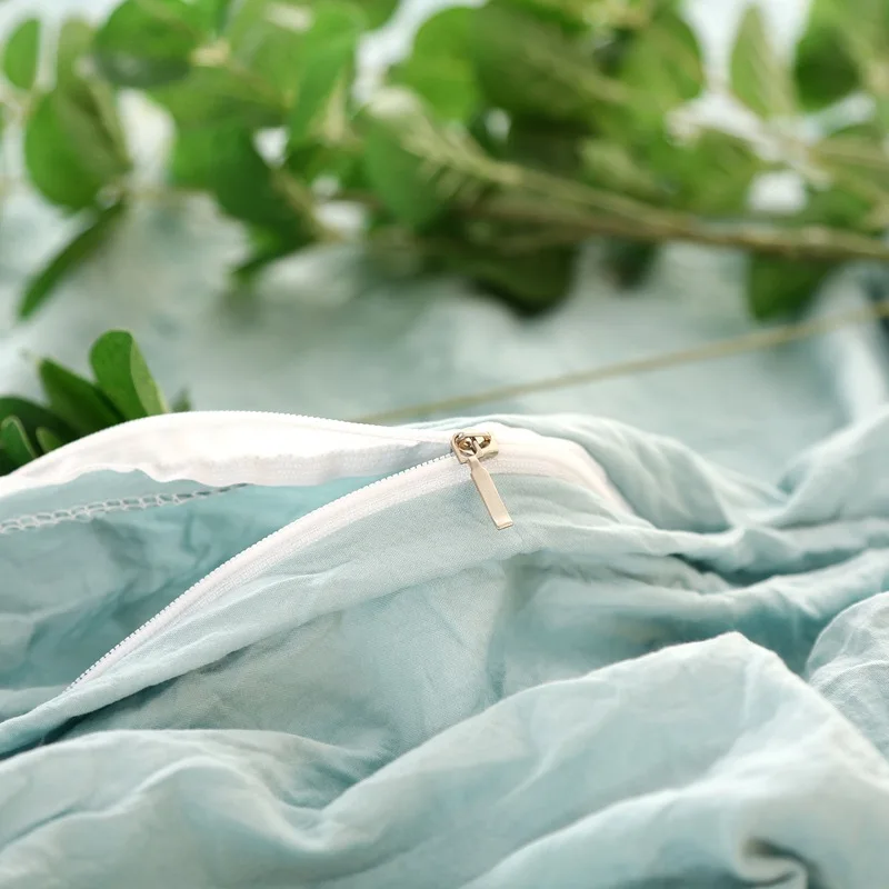 3/4 шт. однотонное мягкое постельное белье с эффектом потертости двуспальный