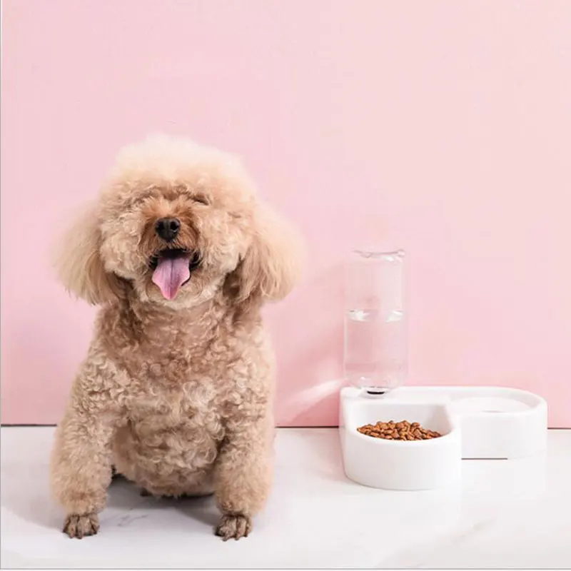 

Pet Dual Bowls Dog Auto Water Food Feeder Pet Drinking Dish Cat Small Medium Dog Accessories