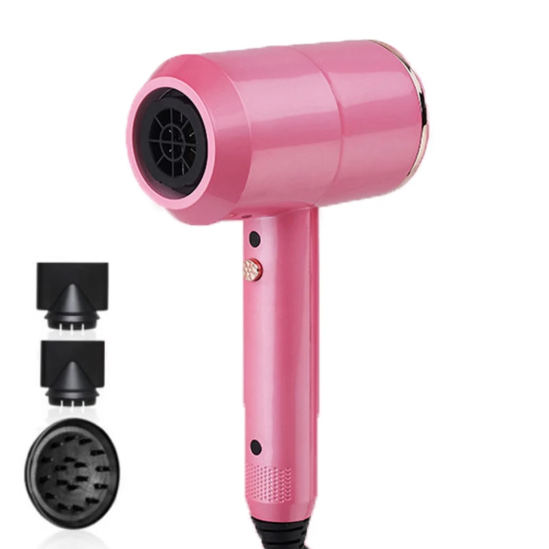 Pink 2000 Вт Профессиональный салонный фен для волос 2 в 1 щетка для горячего и холодного воздуха Фен для волос отрицательная ионная фен для волос сильный ветер горячий Фен - Цвет: Pink