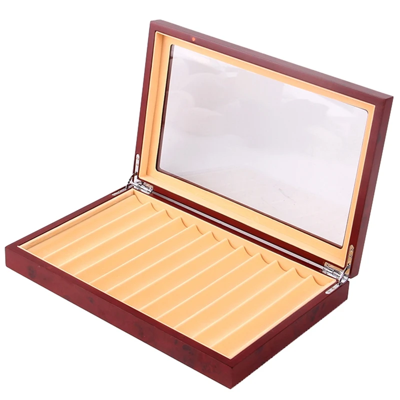 

12 Slots Wooden Fountain Pen Display Case, Luxury Topped Wooden Pen Display Case Jewelry Organizer