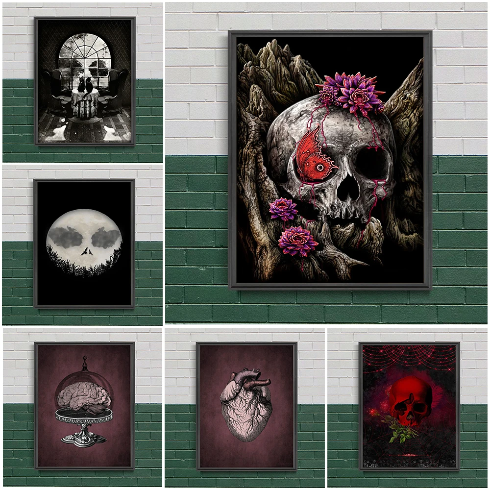 

The Pit And The Pendulum Creepy Kitty Wall Art Canvas Painting Decoration Home Art Horror Witch Element Vintage Poster And Print