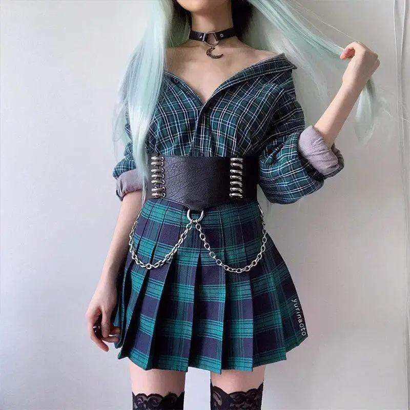 Женские панковские кольца и цепи Дизайнерские широкие из искусственной кожи