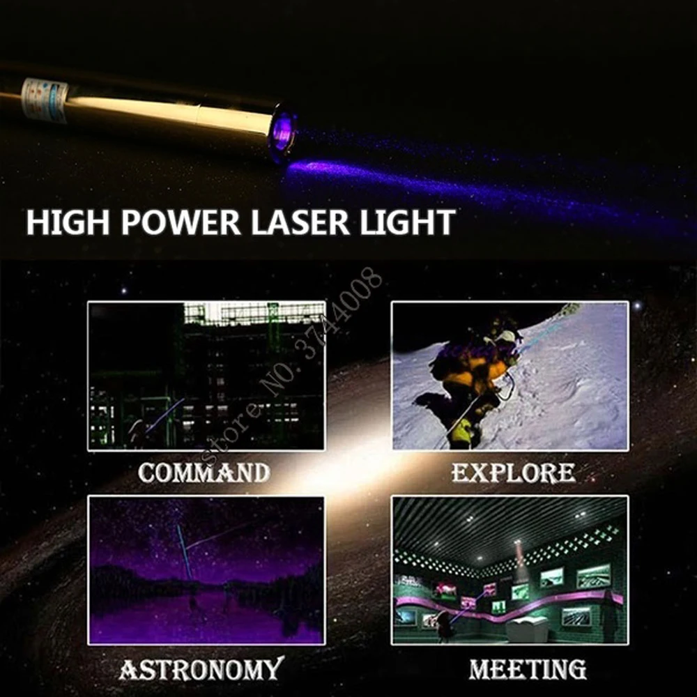 

High Power 2W Lengthen Blue Laser Pointers 450nm Lazer sight Flashlight Burning Match/Burn cigars included battery