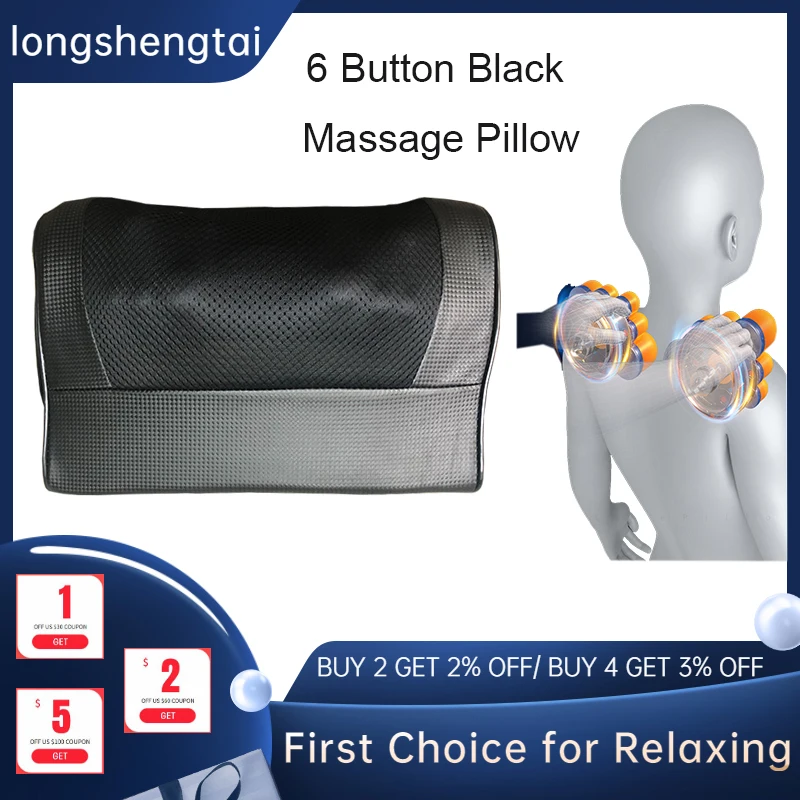 

Подушка для массажа шеи Longshengtai, Массажер шиацу с инфракрасным нагревом, разминающий массаж с волнистым изгибом, дизайн 2021