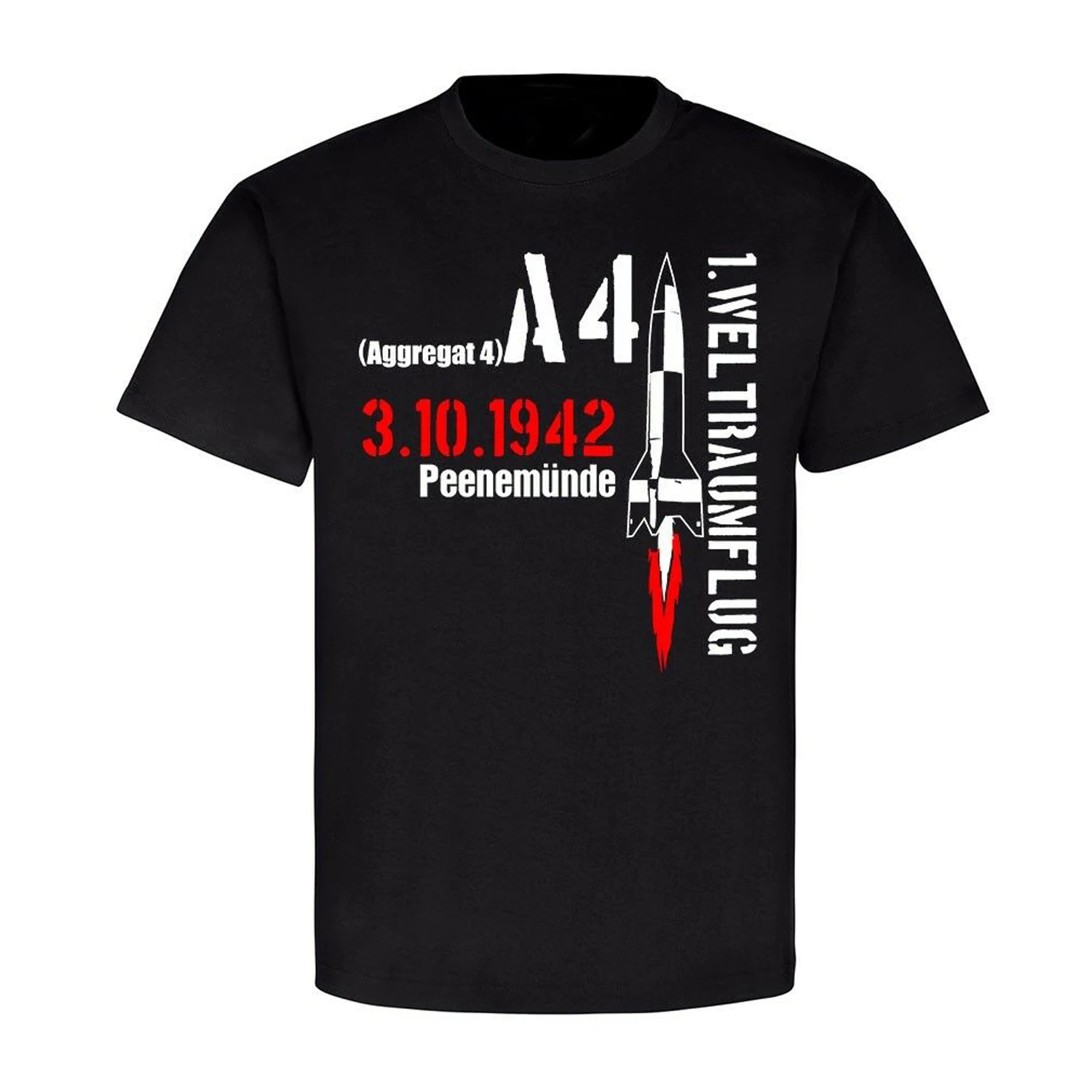 

German V2 Rocket Aggregat 4 Ballistic Missile 1er Weltraumflug T-Shirt. Summer Cotton O-Neck Short Sleeve Mens T Shirt New S-3XL