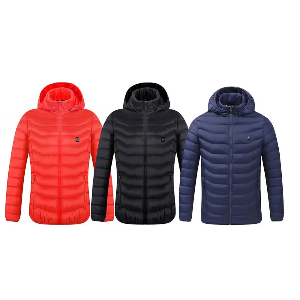 

Outdoor warming Heated Vest Men Coat USB Electric Battery Long Sleeves Heating Hooded Jackets vest Warm Winter Thermal Clothing