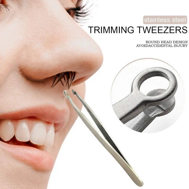 

Universal Nose Hair Trimming Tweezers Stainless Steel Eyebrow Nose Hair Cut Manicure Trimming Makeup Scissors Facial Care Tools
