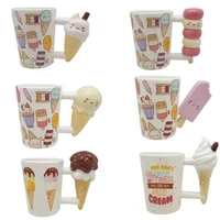 cartoon ice cream handle cup mug cute expression pack student popsicle ice cream cup novel ceramic girl like coffee milk mug