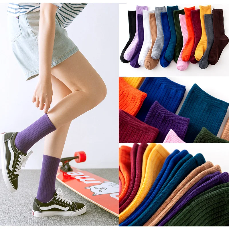 Женские свободные носки в стиле Харадзюку японский хлопок уличная высокого