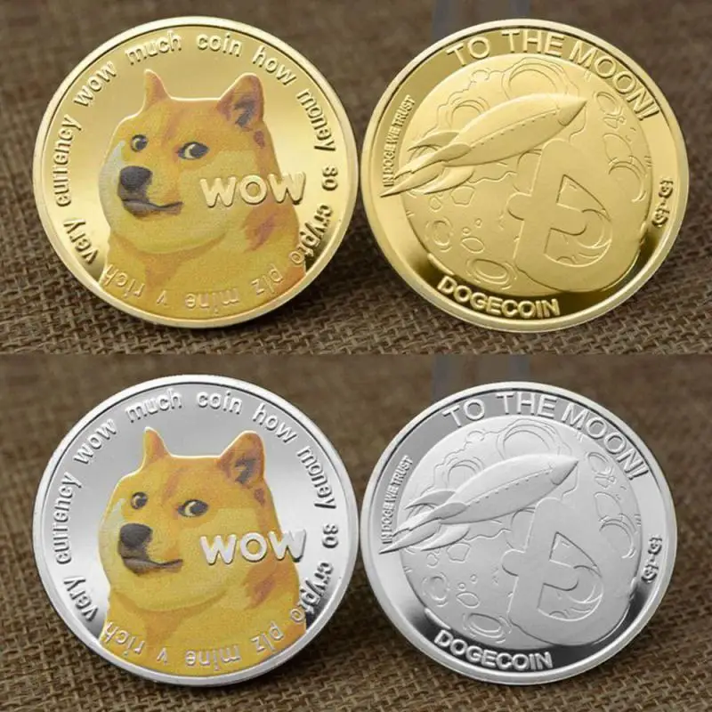 Забавные дожкойн цвета: золотистый серебристый Doge набор памятных монет Wow с