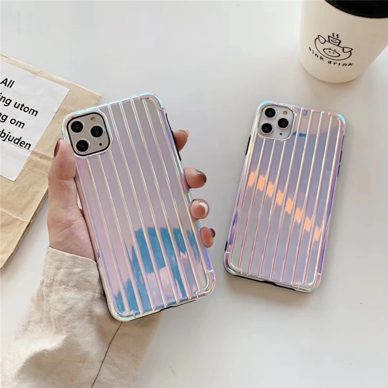 Модный Фиолетовый Гладкий 3D Полосатый чехол для телефона Iphone 11 Pro Max X Xsmax Xr мягкий
