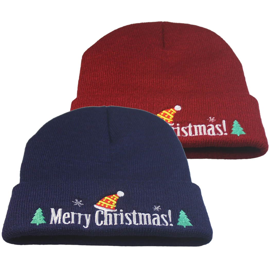 Надпись &quotвеселого Рождества&quot вышивка вязаные шапочки для женщин и мужчин