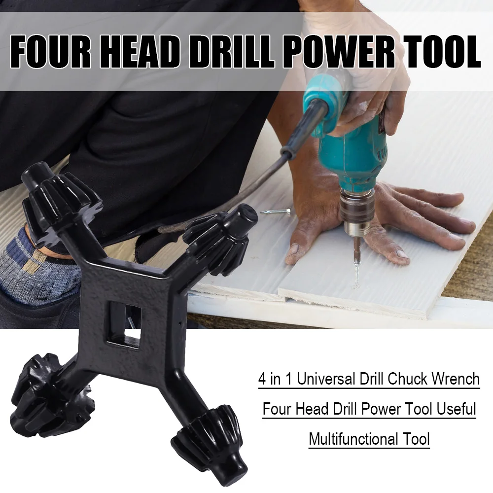

4 in 1 Universal Drill Chuck Wrench Four Head Drill Power Tool Useful Multifunctional Tool