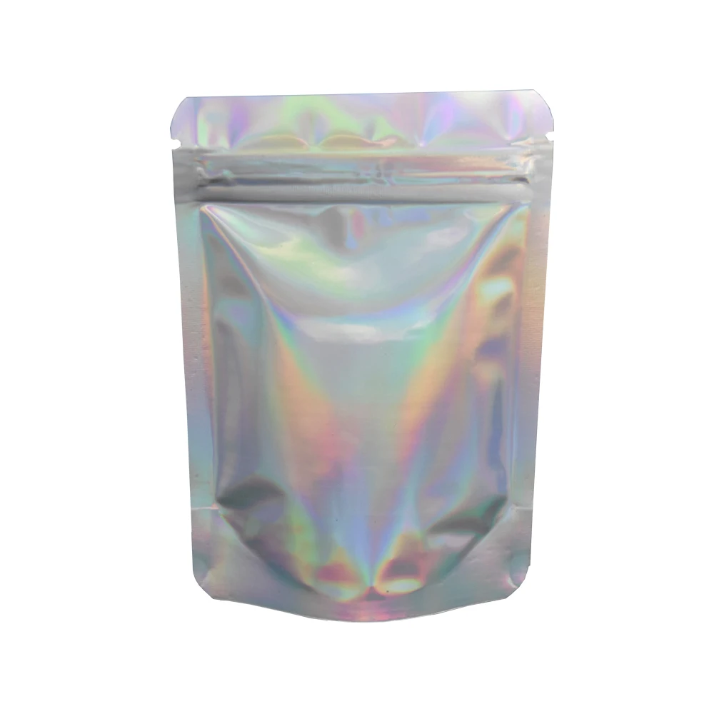 

1000Pcs/Lot Self Seal Zip Lock Reusable Packaging Pouches Glittery Silver Aluminum Foil Stand Up Bag for Candy Coffee Bean Nuts