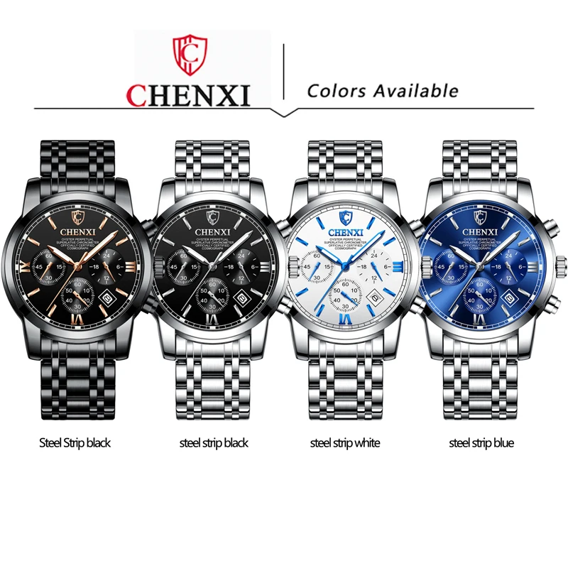 Часы мужские кварцевые с хронографом брендовые наручные из нержавеющей стали