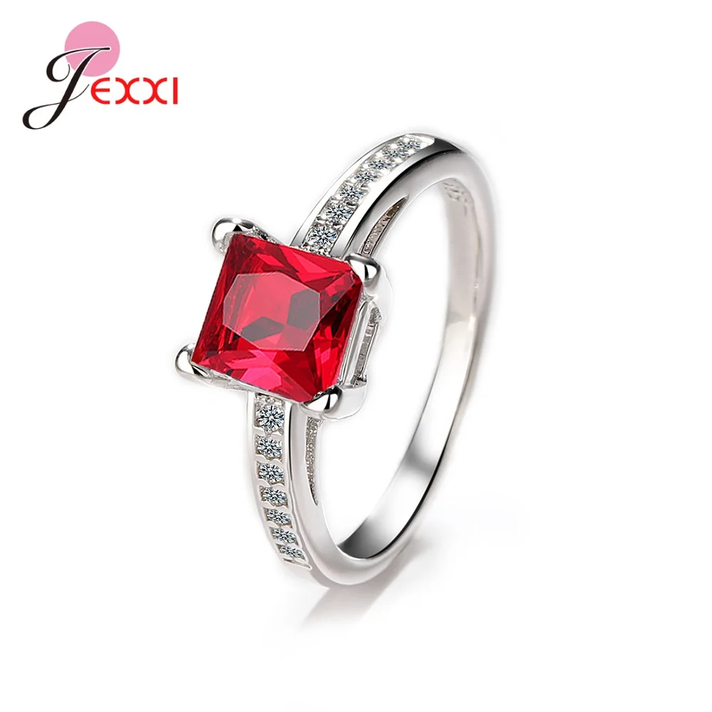 

Romantic Lovers 925 Sterling Silver Ring Square Cubic Zirconia Engagement Wedding Band Rings For Women Party Jewelry