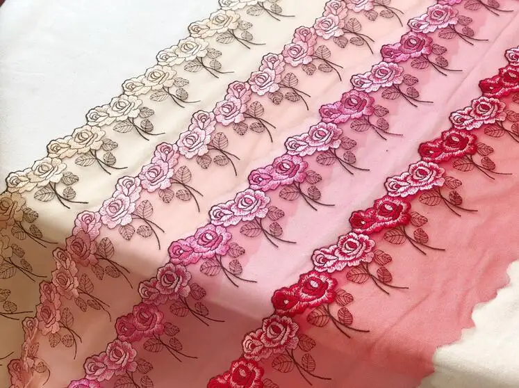 1 метр 14 см ширина Высокое качество Розовая красная ткань Тюль Марля кружевная