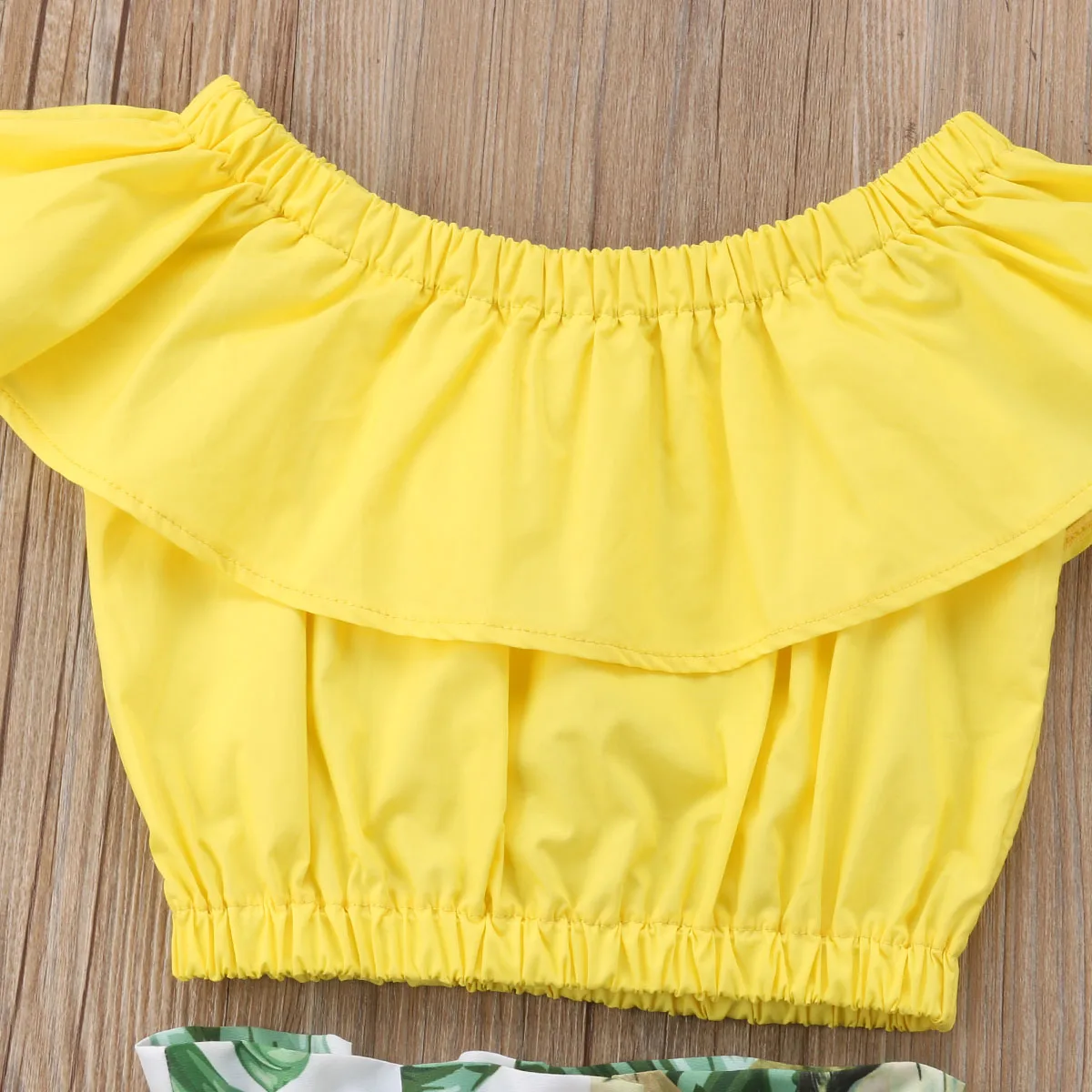 Новое поступление желтый укороченный топ с оборками для маленьких девочек юбка