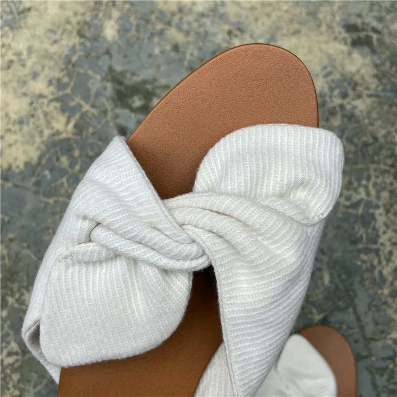 

Shoes Rubber Flip Flops Woman's Slippers Big Size Slides Butterfly-Knot Hawaiian 2021 Soft Flat Summer Cotton Fabric Basic