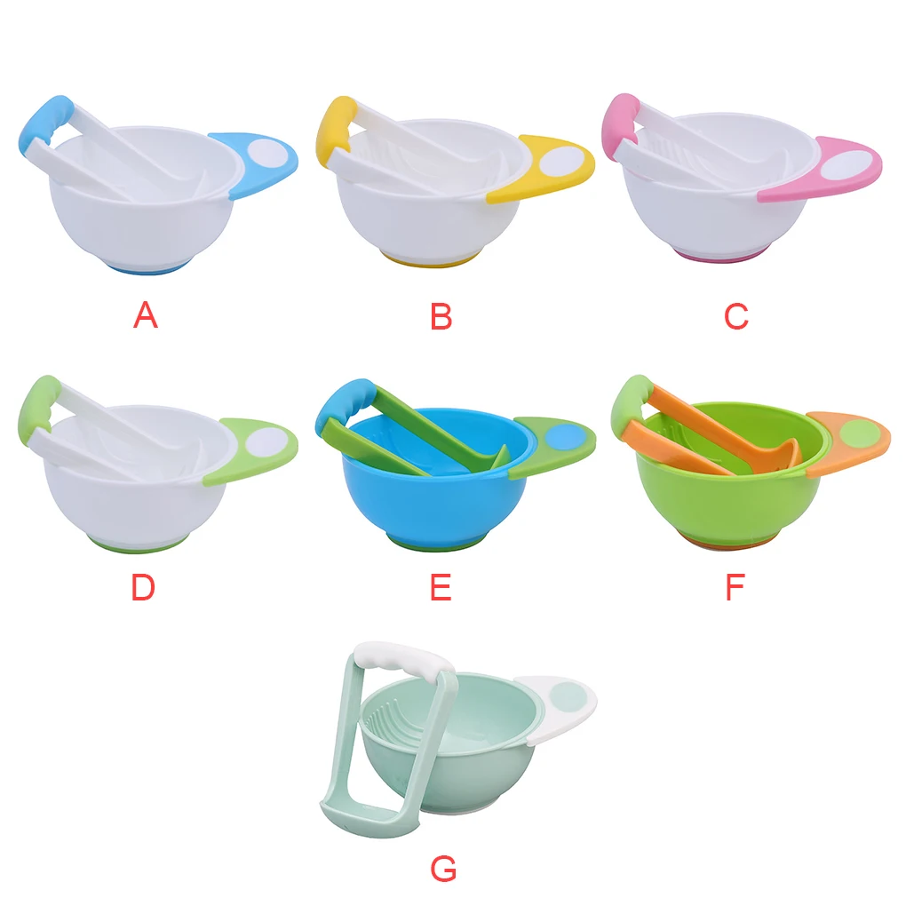 

Baby Grinding Bowl Manual Kids Feeding Bowl Vegetable Fruit Infant Food Masher Set